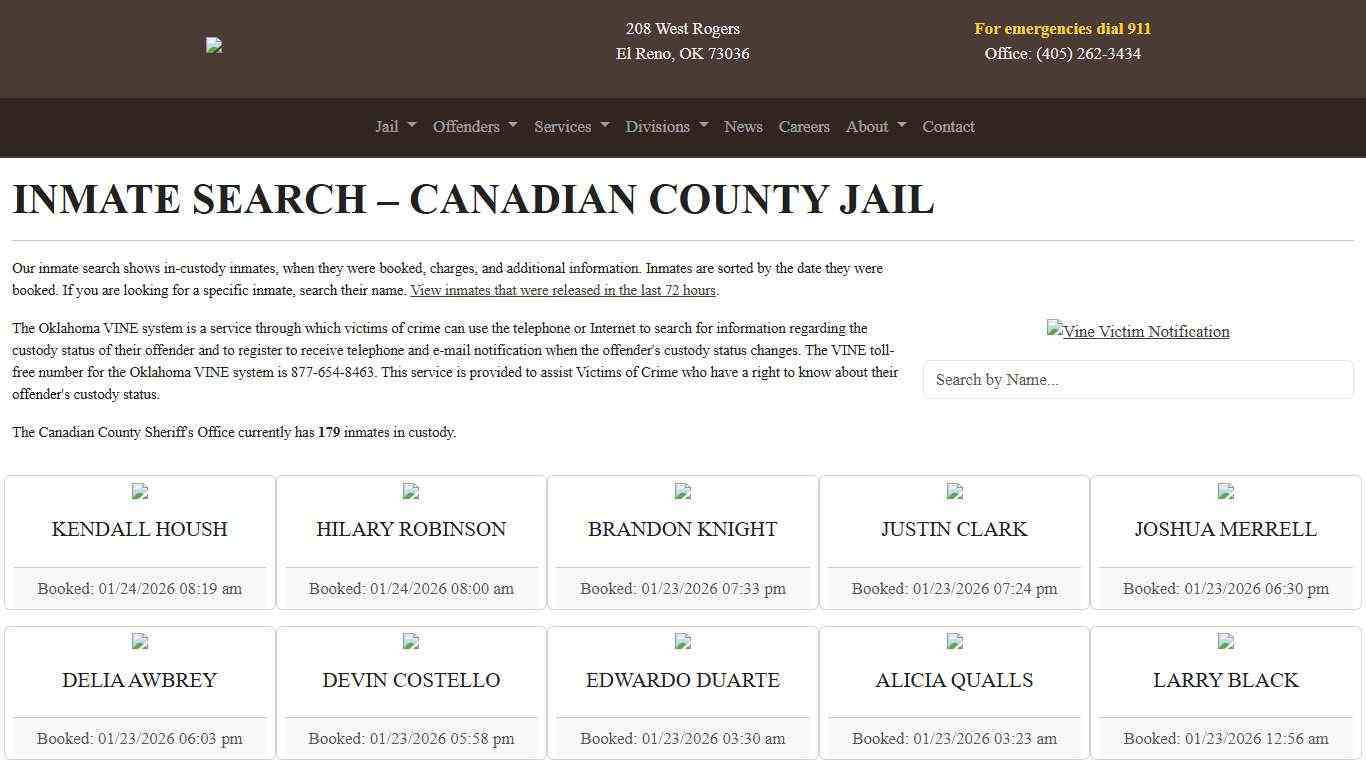 Inmate Search Canadian County Sheriff's Office