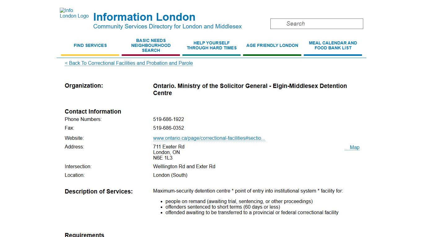 Ontario. Ministry of the Solicitor General - Elgin-Middlesex Detention Centre - informationlondon.ca